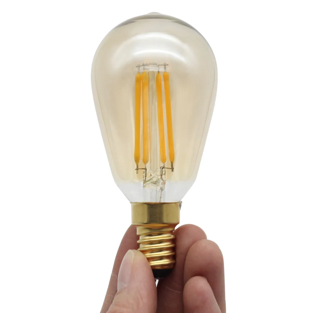 ST45 Edison Bulb LED Lamp Filament Crystal Lamp Light Source Vintage Retro Decorative Lights 220V 4W E14 Edison Screw