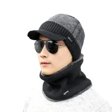 Зимние шапки для мужчин Skullies Beanie шапка зимняя шапка мужской женский шерстяной шарф шапка s Набор Балаклава маска Knitted шапка вязаная шапка