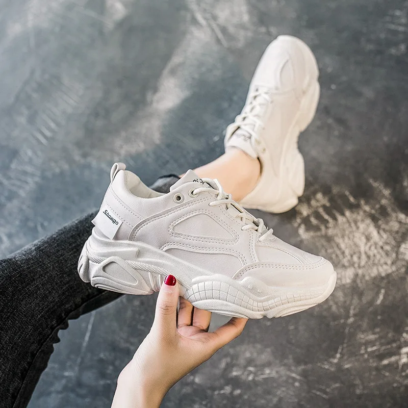 

Harajuku-Style Sports WOMEN'S Shoes Versatile Dad Shoes Japanese-style Versatile Thick Bottomed Extra High Travel Shoes 2019 Wea