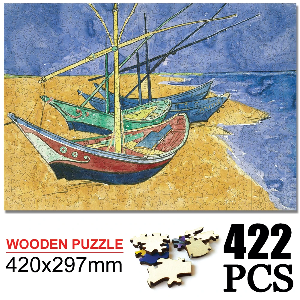 World famous oil painting Wood Puzzle Toys Children Holiday Gift Box Kids Montessori Toy Puzzle Game Adult Wooden Gifts Box non slip solid wood flocking hanger household wooden seamless adult hanger hanging clothing store wet and dry dual use