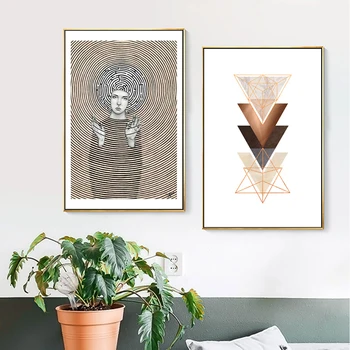 

Nordic Style Surrealism Girl Geometric Pattern Pictures Wall Art Canvas Painting Modern Decorative Posters Print For Living Room