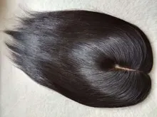 14Middle parte cabello humano Topper peluca para mujeres transpirable Base de seda con la trama de la máquina del Clips en el cabello tupé de mujer Remy pelo