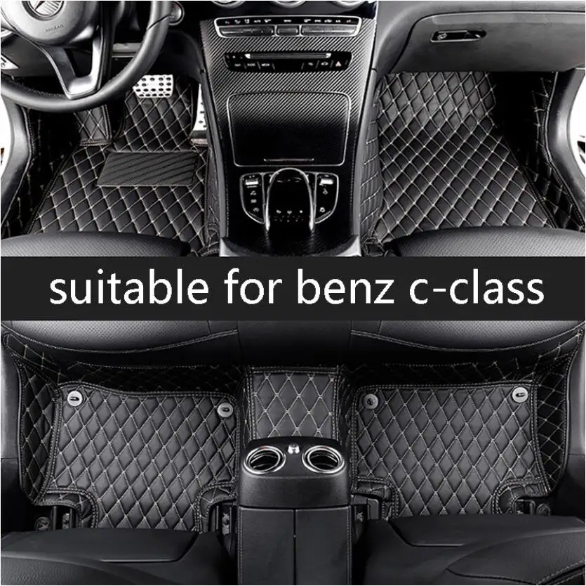 Для кожаные автомобильные коврики для mercedes benz c class c200 c180 c300 c350 w204 2008 2009 2010 2011 2012 2013