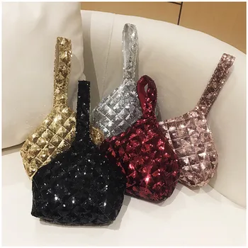 

2020 Spring Woman New fashion wild sequins handbags women's bags multicolor with shiny Dinner small round bags