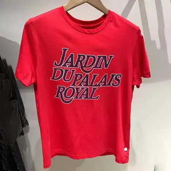 

Red Color Letter Print Women's Cotton T-shirt Short Sleeve O-neck Loose Casual Tees and Tops 2020 Summer New
