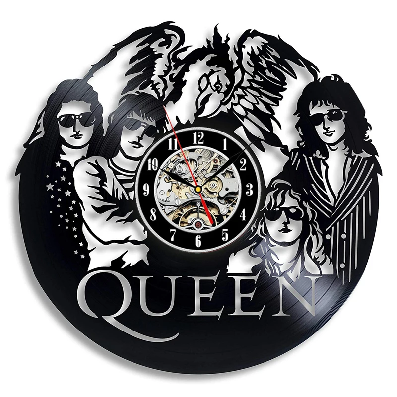 Queen Rock Band Wall Clock Modern Design Music Theme Classic Vinyl Record Clocks Wall Watch Art Home Decor Gifts for Musician