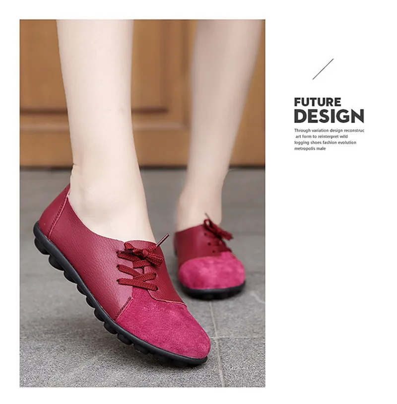 2019 New Leather Women Plus Size Sewing Flats Moccasins Loafers Ballet Flats Women Comfortable Soft Casual Shoes Ladies VT634 (36)