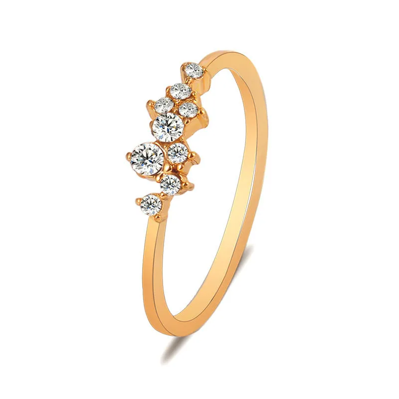 Стразы, маленькие блестящие украшения, свадебные кольца золотого цвета для женщин, современные кольца разных размеров, роскошный подарок - Цвет основного камня: Золотой