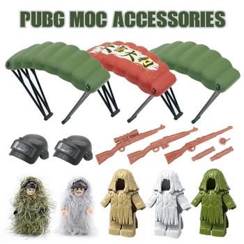 

Military Weapon PUBG Accessories Gun Building Blocks Helmet Parachute Ghillie Suit SWAT Soldier Brick Toy Compatible Legoed Army