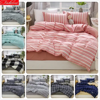 

Pink Stripe Duvet Cover 3/4 pcs Bedding Set Adult Kids Child Soft Cotton Bed Linens Single Twin Queen King Size 150x200 180x220