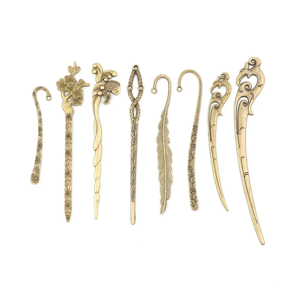 1pcs Chinese Style Vintage Metal Bookmark Antique Handmade Hair Clasp Bookmark School Office Stationery Supplies Beautiful Gift