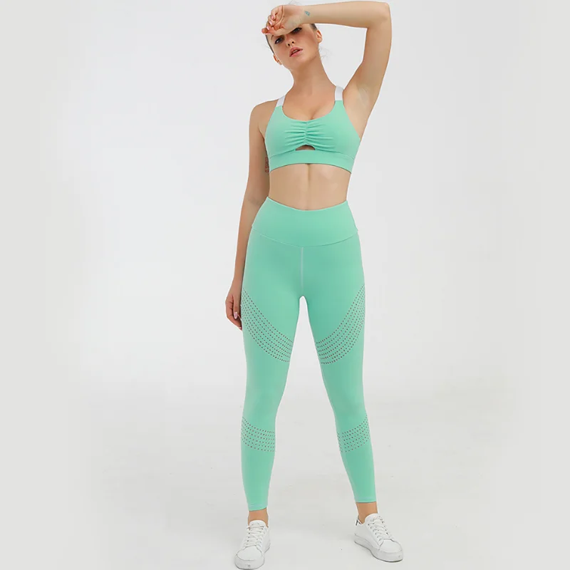 

Wholesale Factory Fitness Wear Brazilian Athletic Gym Custom Sports Running Yoga Legging And Sports Bra Set