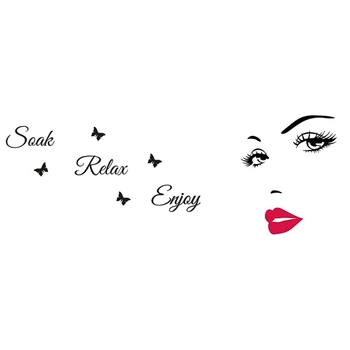

1pcs Removable "Soak Relax Enjoy" Wall Sticker Vinyl Art Wall Sticker & 1pcs "Sexy red lips woman" Decor Wall Sticker