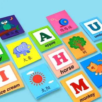 

26 Letters Cloth Card with Cloth Backet Infant Cloth Book Early Educational Toy for Children