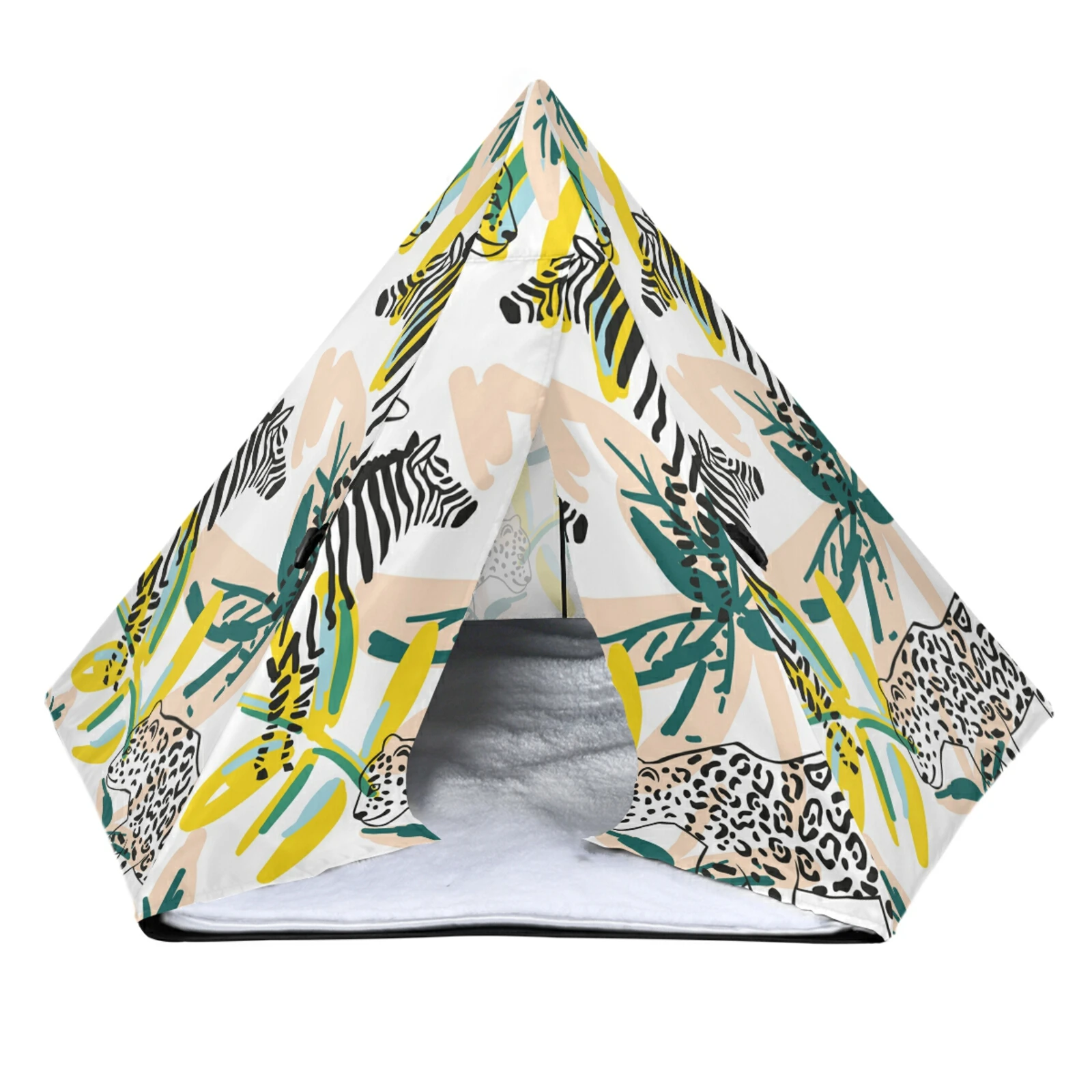 Pet House Tent Cat Bed Portable Teepee With Thick Coral Velvet Cushion Comfortable Dog Puppy Outdoor Indoor Supplies | Дом и сад