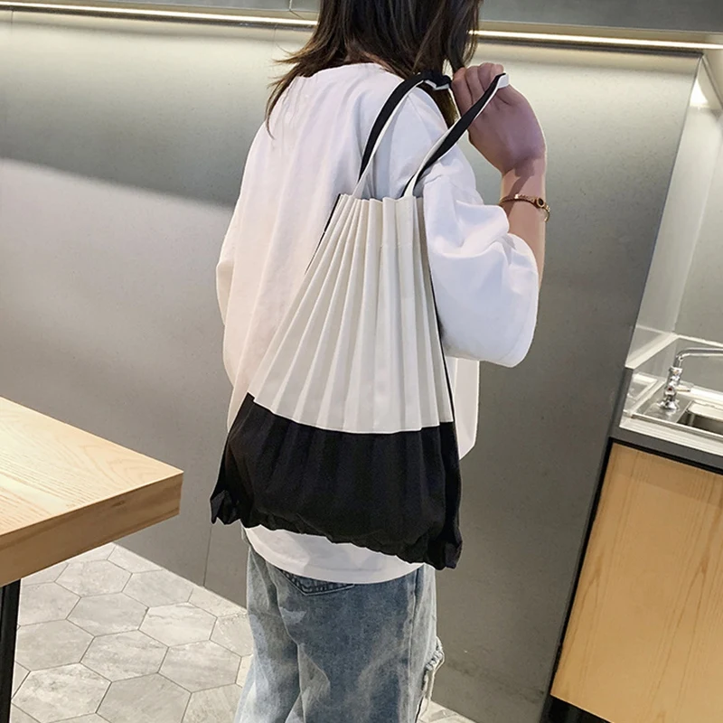 FGGS-Japanese Style Pleats Please Casual Tote Bag Canvas Large
