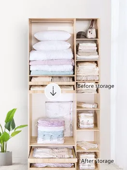 

Home Convenient Vacuum Bag Storage Organizer Transparent Clothes Organizer Seal Compressed Travel Saving Space Bags Package