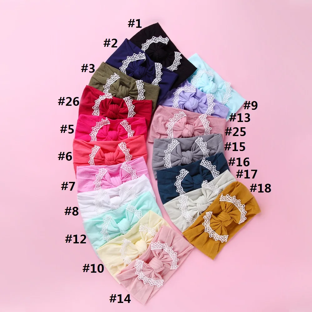 

27pcs Baby Girls Turban Nylon Headbands Knotted Headwraps Hair Bows Wide Headband Hair Accessories Hairbands 2020 Summer New