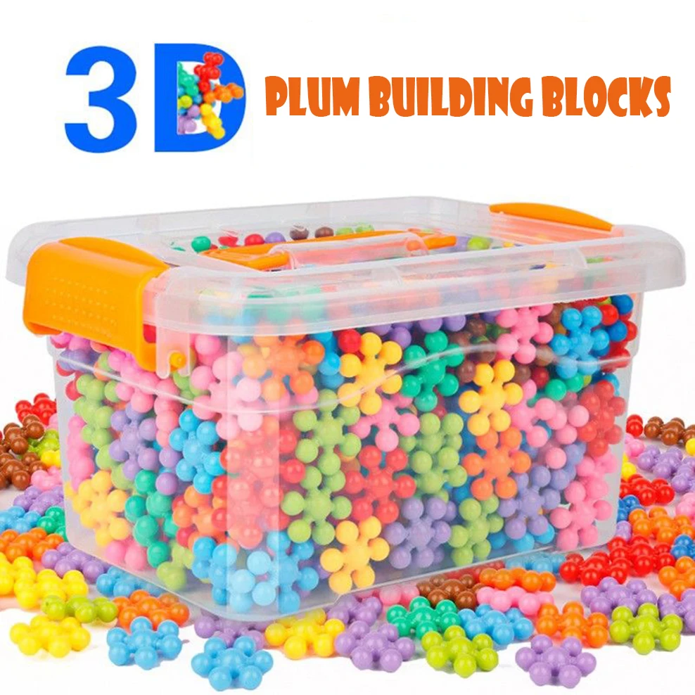 3D snowflake Plum building blocks Spin Assembly insert Building Blocks 3-7 years old children assembled toys Desktop toys