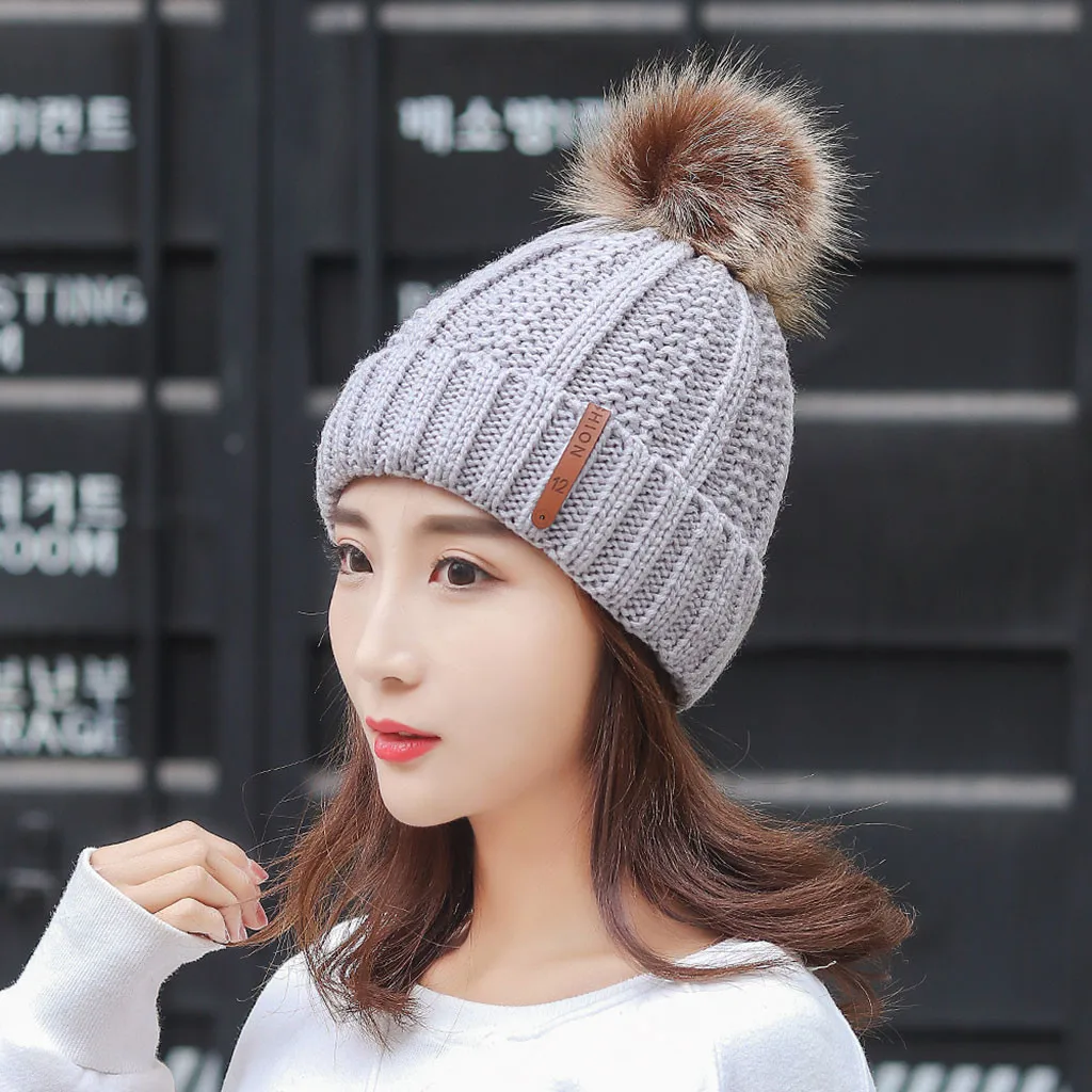 Мода, зимняя женская шапка, теплая Кепка с помпонами, женская теплая плотная Шерстяная Шапка в полоску, вязаная ветронепроницаемая шапка, шапка