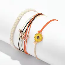 3 шт., этнический стиль, ручная работа, браслет с золотыми бусинами, хризантемами, желтым цветком, браслет-цепочка для девушек, контрастный цвет, браслет-цепочка