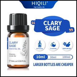HIQILI 10ML Clary Sage Essential Oils 100% Pure Natural Plant Aromatherapy Diffuser Oil Lavender Jasmine Eucalyptus Vanilla Mint