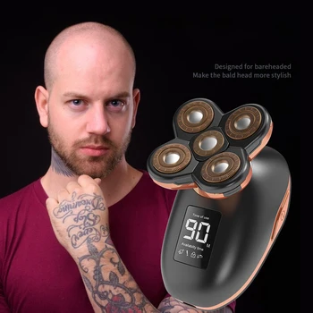 

Electric Shaver For Men Safety Hair Razor 5 Head LCD Digital Display Waterproof Usb Rechargeable Shaver