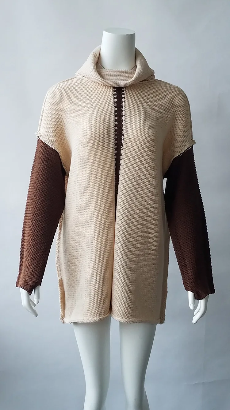 Осень Зима Европейский Американский женский длинный свитер с высоким воротником толстый свитер свободный большой размер вязаный MY19047