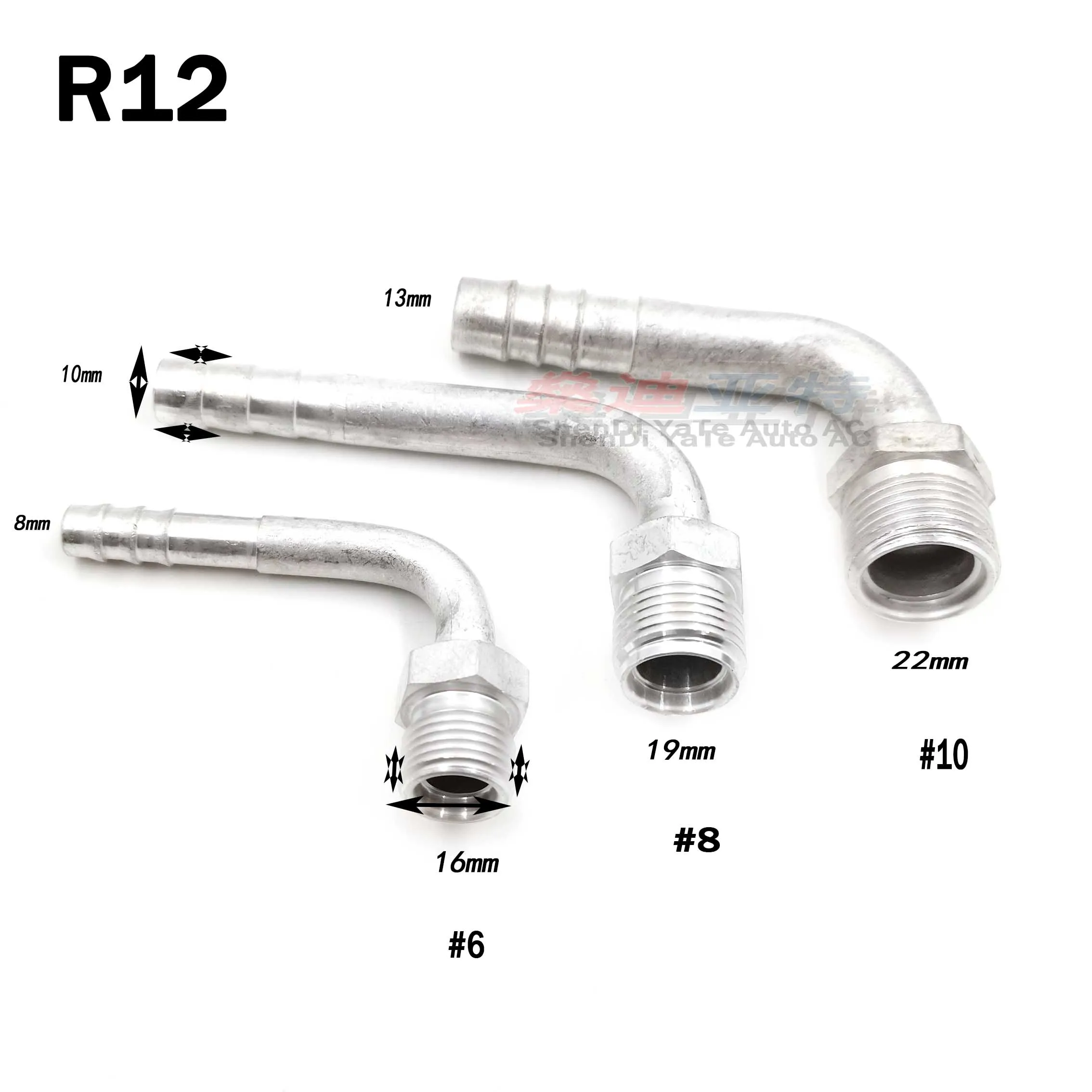 Curved barbed O-Ring R12 # 6 # 8 10 for Refrigerant A / C Hose Connection, Male Thread, Couplings