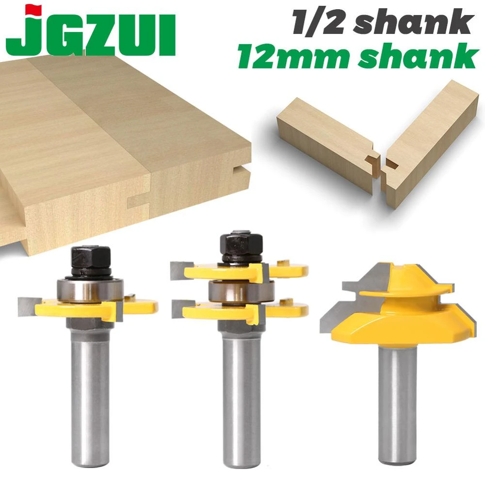 Tongue and Groove Router Bit Tool Set ½'' Shank With 45° Lock Miter Bit ½'' 12mm Shank Solid