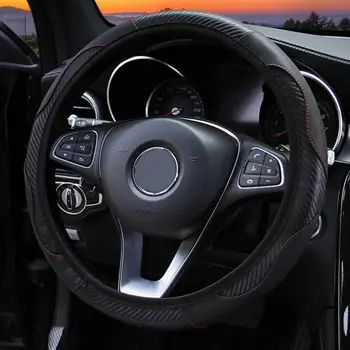

Car Steering Wheel Cover Breathable Anti Slip PU Leather Covers Reflective Faux Leather Elastic Truck Leather Car Accessories