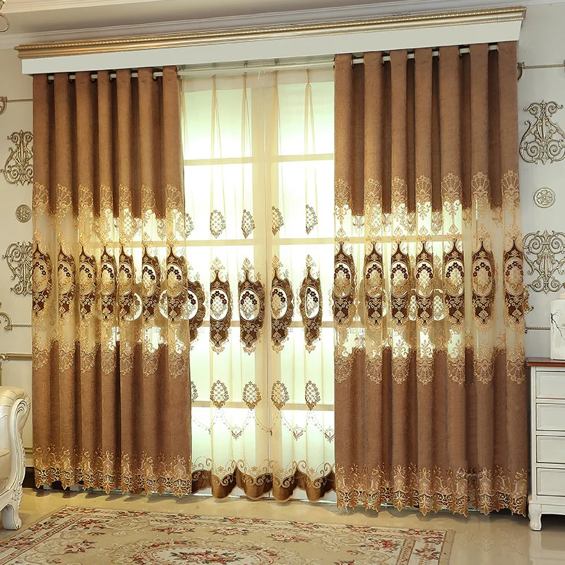 Европейские Синие королевские роскошные шторы для спальни, кофейные оконные шторы для гостиной, элегантные шторы, европейские шторы, M116-40