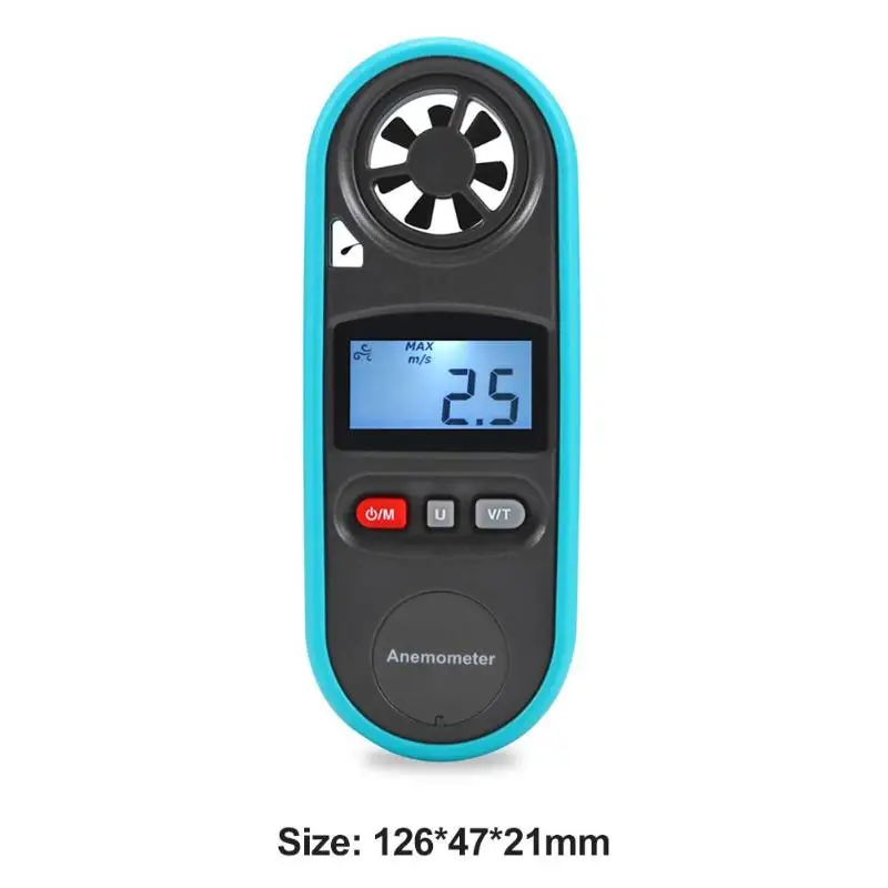 

816A Mini Portable LCD Windmeter Anemometer Thermometer Wind Speed Gauge Meter Applicable to Air Conditioning Meteorology