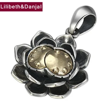 

2019 Street Culture Rotatable Lotus Charm Pendant 100% Real 925 Sterling silver Men Women Necklace Pendants Jewelry making P19
