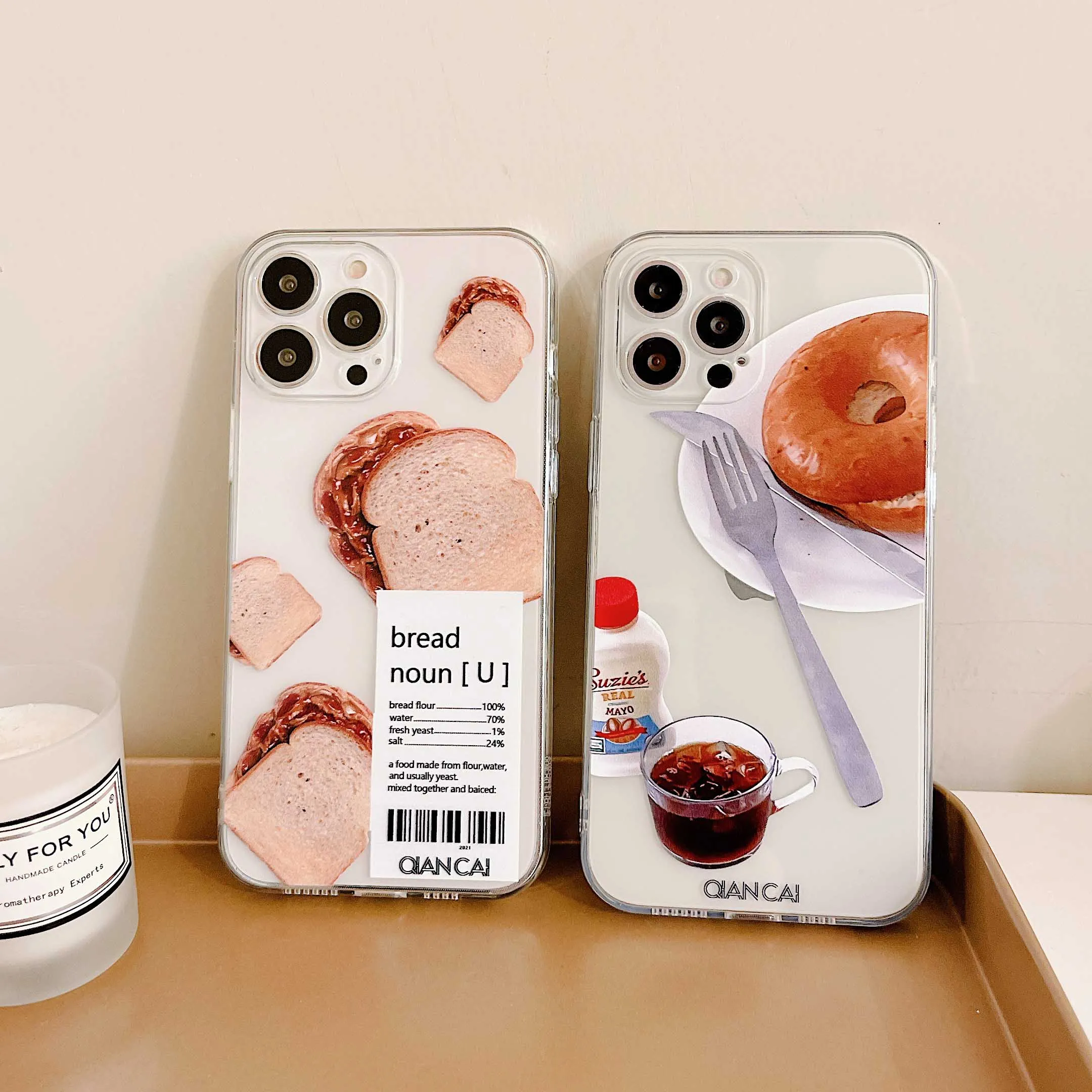 INS хлеб тостов пончик мягкий телефонный чехол для iphone 13ProMax 11 12 13 Pro Max XR X XS XSMAX 7 8 Plus