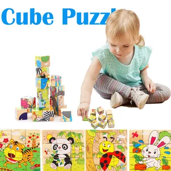 

Wooden puzzle 3D puzzle 9 Pieces Early Educational Learn Puzzle Game Toys Kids Big Wooden Puzzle Wooden toys