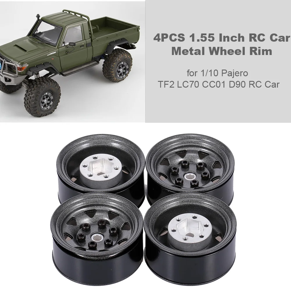 

4PCS 1.55 Inch Metal Wheel Rim RC Car Tires for 1/10 Pajero TF2 LC70 CC01 D90 RC Crawler Truck Car