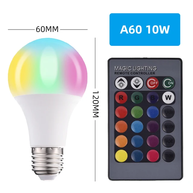 RGB Lamp Bulb LED RGBW  5W/7W/10W/15W/20W Remote Control   Colorful  Changing Home Decorative  Atmosphere  Lamp Bulb 10W(Gray remote)