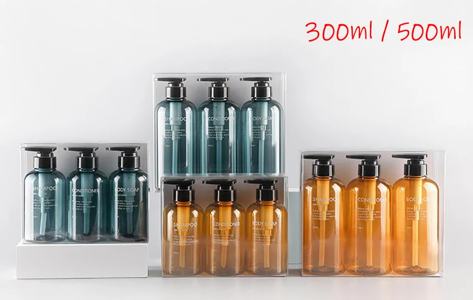 3 шт./компл. дозатор для жидкого мыла бутылки бутылочка для шампуня в ванную с большой вместительностью-Пресс Тип лосьон для тела мыло пустой набор бутылок 300 мл/500 мл