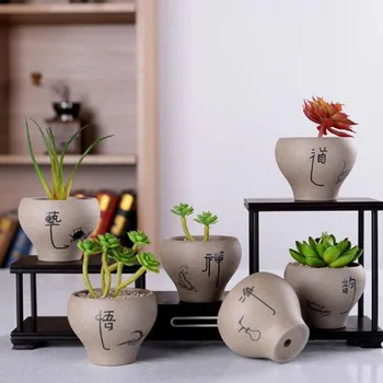 

Creative Coarse Pottery Breathable Bonsai Pot with A Hole Retro Succulent Plant Pot Flowerpot Planter Garden Balcony Decoration