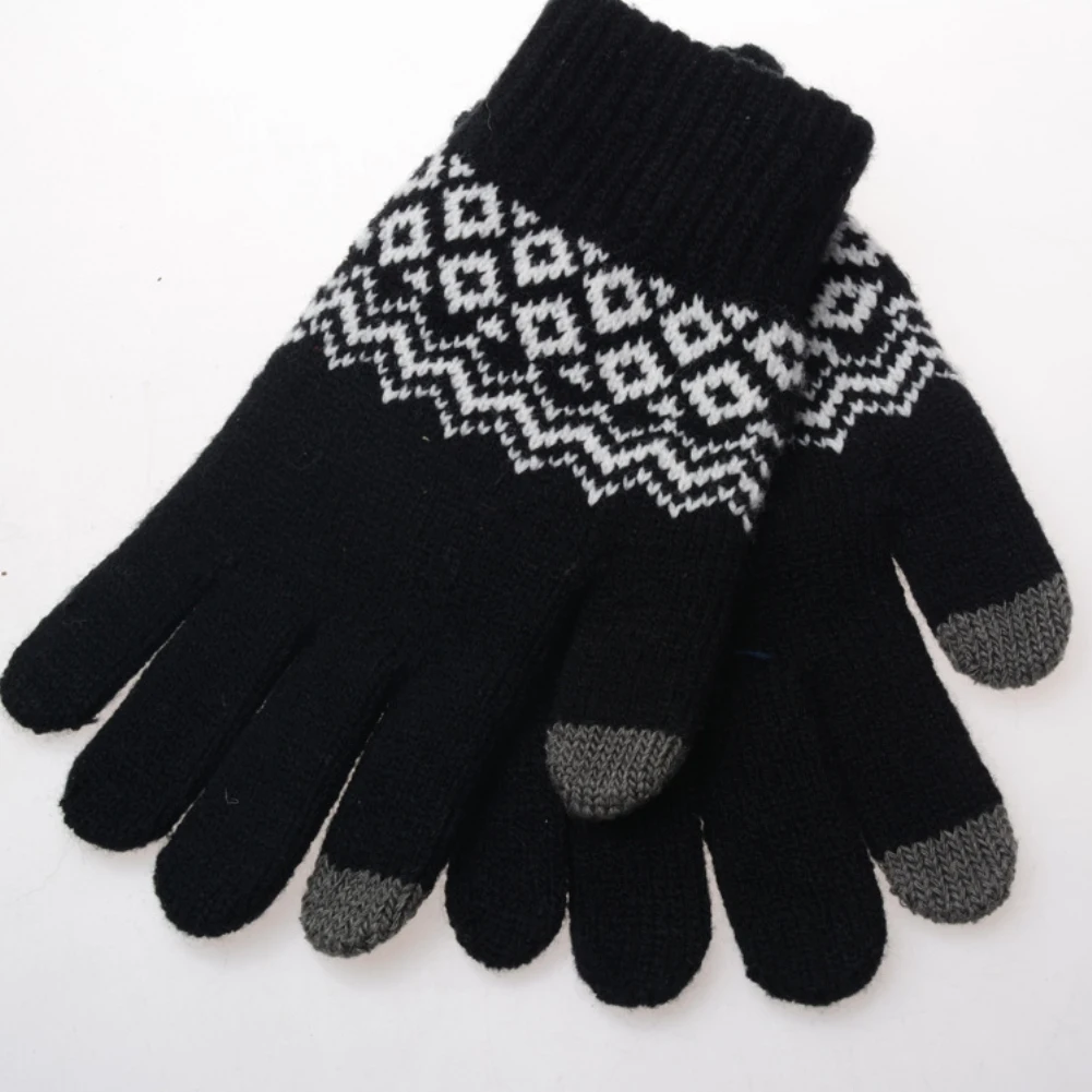 Зимние трендовые винтажные мягкие вязаные перчатки унисекс с сенсорным экраном для смартфонов, пара теплых перчаток, женские вязаные перчатки