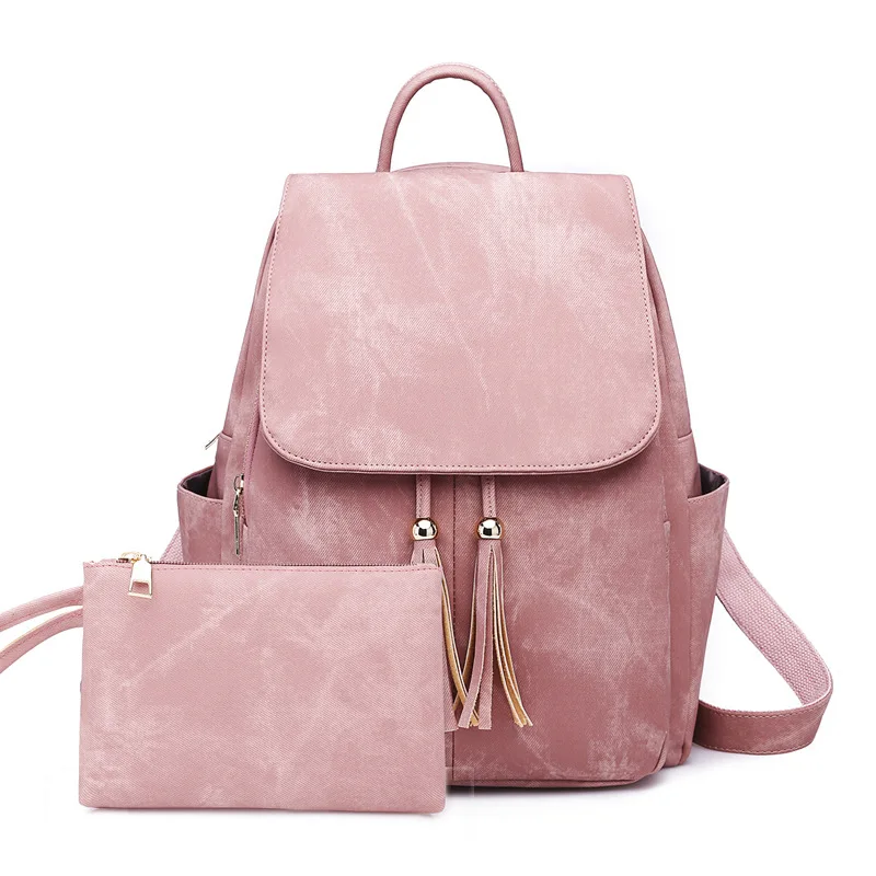 

2019 Europe And America WOMEN'S Fashion Handbag New Style Trend PU Leather WOMEN'S Backpack Tassels Backpack