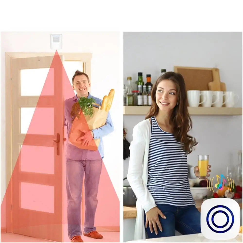 White Smart Doorbell Wireless Doorbell 32 Tune Songs 1 button 2 receiver EU US Plug