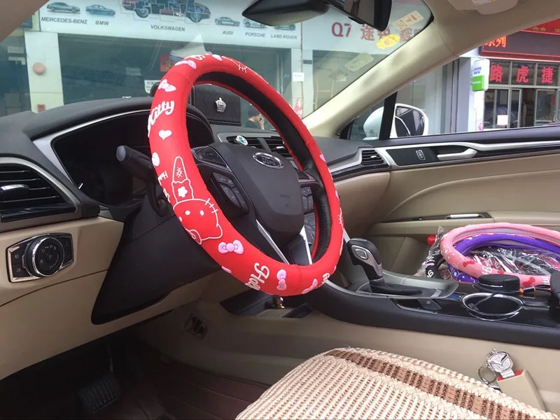 Hello kitty автомобильные аксессуары прекрасный Чехол рулевого колеса автомобиля силиконовый латексный универсальный чехол 38 см