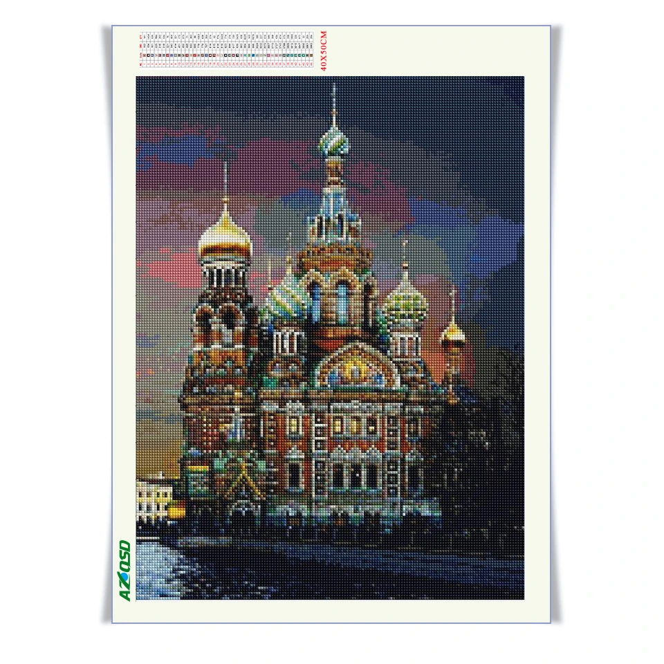 AZQSD 3D Diy Алмаз Вышивка Живопись Санкт Петербурге Церковь Украшения Дома Вышивки