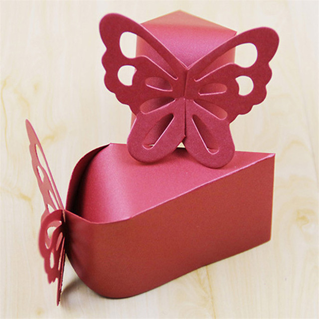 Butterfly Favor Dragees Candy Gift Boxes Carton Chocolate Cake Style Deco Mariage Wedding Party Flower Packaging Bags