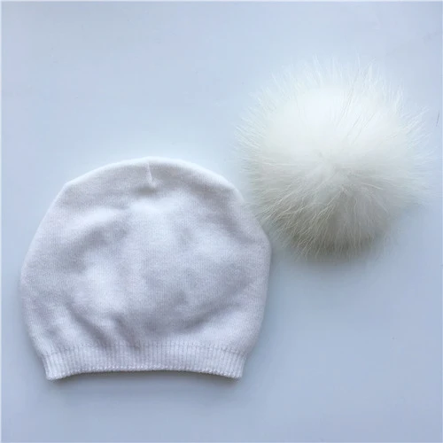 Женские шапочки из меха енота, помпоны, шерстяная шапка для женщин, вязанная, Модный женский многоцветный мех колпачок для помпонов, зимние шапки для женщин - Цвет: White match fur