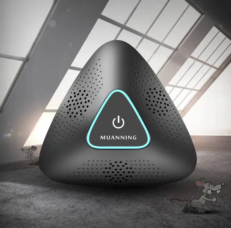 

Ultrasonic Mice Repeller 1.5W Household 3 Speakers Noise Reduction Design LED Lights Prompt Triangular Shape Insect Repeller