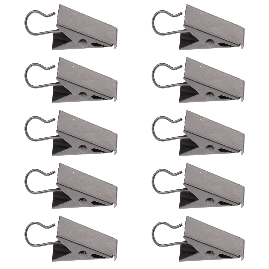 10Pcs Heavy Duty Curtain Clips With Hook, Door Panel Spring Clamps, Strong Catcher Hook Clips