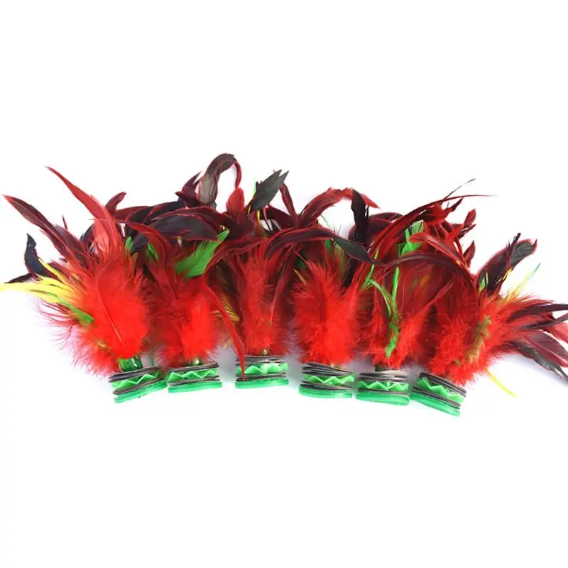 5pcs Colorful Feathers Shuttlecock Chinese Jianzi Foot Sports Outdoor Toy Game Q1FF feather shuttlecock jianzi shuttlecock